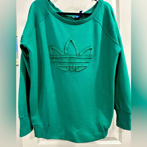 Adidas terry oversized sweatshirt.  GREEN. - Picture 1 of 6